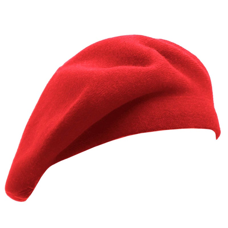 Wheebo French Beret Hat, Reversible Solid Color Beret Cap for Womens Girls Lady Adults (Red) - Image 1